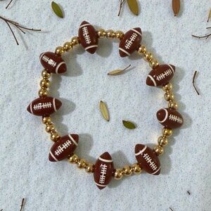 Super Bowl Unique Football Bead Bracelet - Brown and Gold